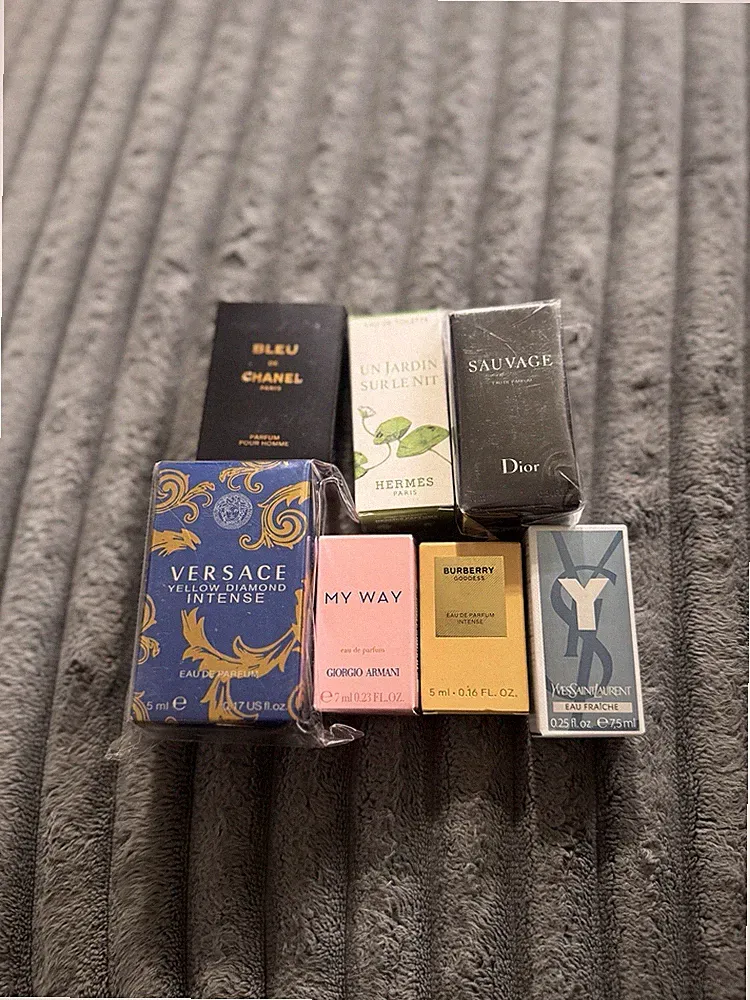 7 Pc Designer Mini Fragrances Chanel, Hermes, Versace, Dior, Giorgio Armani